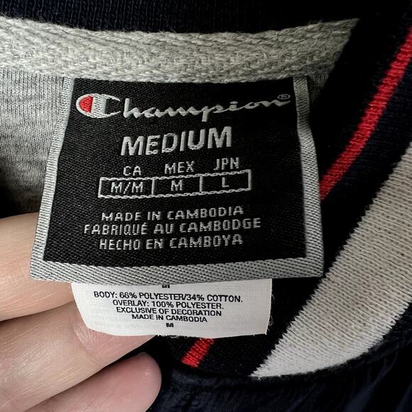 Champion Mens Navy Blue Varsity Sherpa Full Zip Jacket Size M - Picture 6 of 9